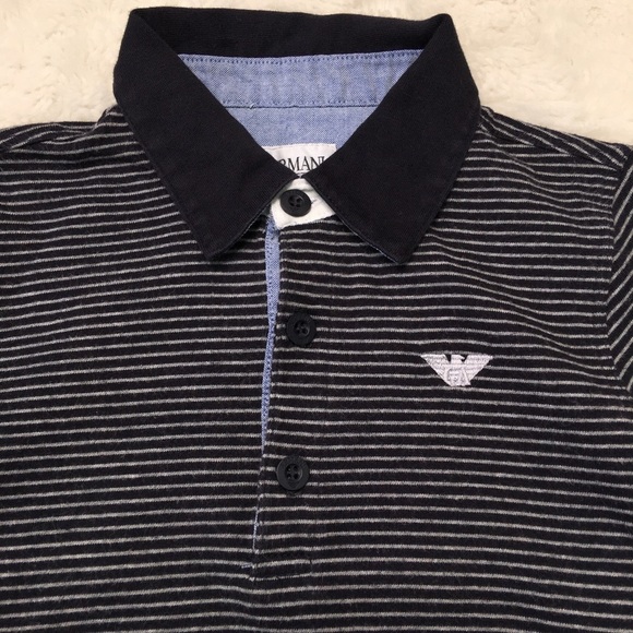 Armani Junior Toddler Boy Long Sleeve Striped Polo Shirt Size 2 Years - Picture 3 of 11